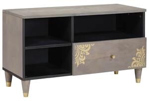 TV szekrény Szürke és Arany 80 x 33.5 x 46 cm Tömör mangófa