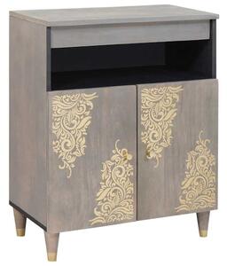 Széf polcokkal Szürke és Arany 60 x 33.5 x 75 cm Tömör mangófa