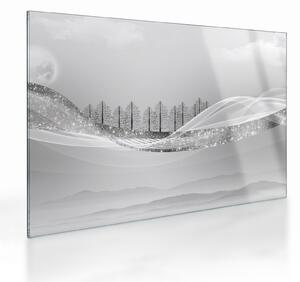 Kép - ezüst táj (üvegen) (70x50 cm)