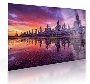 Kép - Buddhák naplementekor (üvegen) (70x50 cm)
