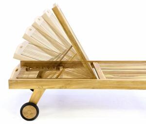 DIVERO Kerti nyugágy kerekekkel teak fa