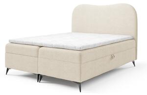 AMBRA kárpitozott boxspring ágy ágyneműtartóval 120x200 - krémszín