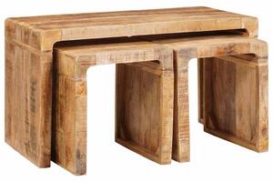 Fészekasztal 3 db Barna 82 x 40 x 46 cm Tömör Mangófát