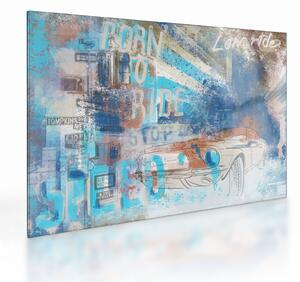 Kép - lovaglásra született, kék tónusok (üvegen) (70x50 cm)