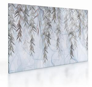 Kép - Fűzfa gallyak kék alapon (üvegen) (70x50 cm)
