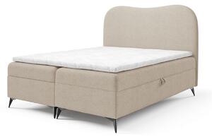 AMBRA kárpitozott boxspring ágy ágyneműtartóval 200x200 - bézs