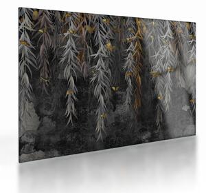Kép -Fűzfa gallyak fekete háttérrel (üvegen) (70x50 cm)