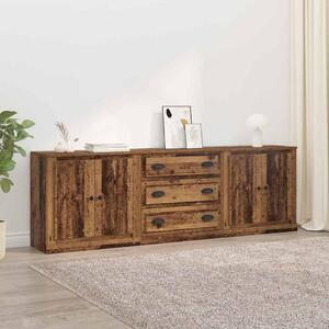 Oldalszekrények 3 pcs Fekete tölgy 210 x 35,5 x 67,5 cm Faanyag