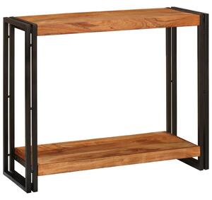 Konzolasztal polcokkal Barna 90 x 33 x 75 cm tömör akácfa