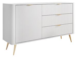 Komód Lectum, Közepes sűrűségű farostlemez, Laminált forgácslap, 82x139x38cm, Fehér