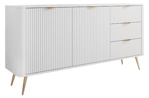 Komód Lectum I, Közepes sűrűségű farostlemez, Laminált forgácslap, 82x164x38cm, Fehér