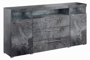 Komód Torvire 109, Laminált forgácslap, 92x182x39cm, Sötét beton