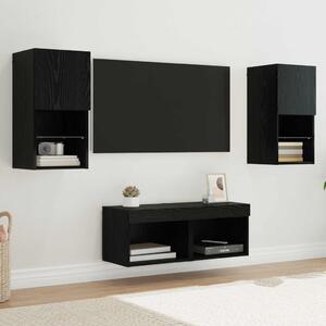 TV Fali Szekrények 4 pcs Fekete tölgy 30,5 x 30 x 60 cm Faanyag
