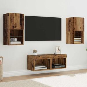 TV Fali Szekrények 4 pcs Öreg fa 30,5 x 30 x 60 cm Faanyag