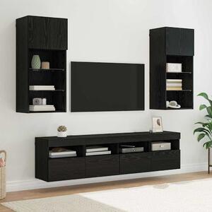 TV Fali Egységek LED-del 5 pcs Fekete tölgy 40,5 x 30 x 90 cm