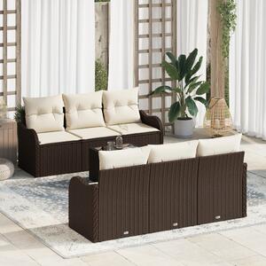 Kerti Kanapé Szett 7 pcs Barna 55 x 55 x 37 cm Poli rattan