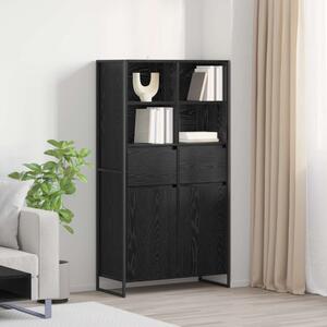 Széf fiókkal 2 pcs Fekete tölgy 81 x 36 x 150.5 cm Faanyag
