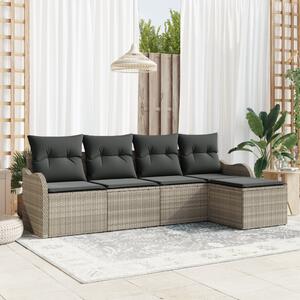 Kerti Kanapé Szett 5 pcs Világosszürke polirattan