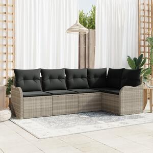 Kerti Kanapé Szett párnával 5 pcs Világosszürke Poli rattan
