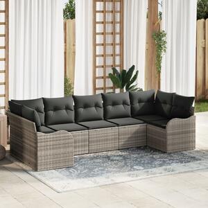 Kerti Kanapé Szett párnával 7 pcs Világosszürke Poli rattan