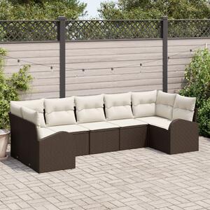 Kerti Kanapé Szett 7 db Barna [Műanyag]: Poly Rattan