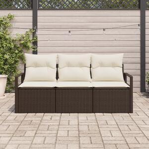VidaXL 3 darabos kerti kanapé szett párnákkal Barna Poli Rattan, vidaXL 2 személyes kerti kanapé párnákkal Barna Poli Rattan