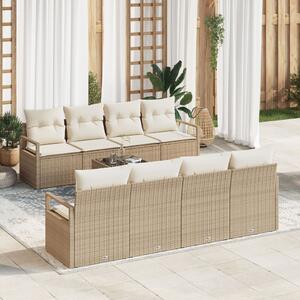 Kanapé Szett párnával 7 pcs Beige és krém polirattan