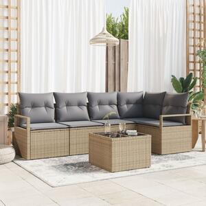Kanapé Szett 6 pcs Bézs polirattan