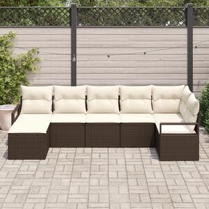 Kanapé Szett 7 pcs Barna polirattan