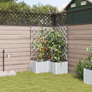 VidaXL Kerti cserép 3 pcs Fehér 80 x 80 x 142 cm Műanyag