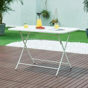 [en.casa] Összecsukható kerti asztal Sande acél 110x70x71 cm fehér