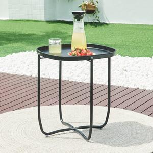 [en.casa] Kerti tálca-asztal Sandefjord acél 53x46x46 cm fekete