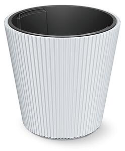 Milly Bordázott Műanyag Virágcserép Fehér 35 cm