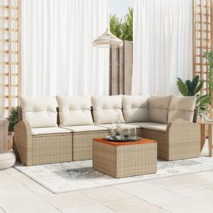 Kerti Kanapé Szett tárolóval 6 pcs Beige és krém polirattan
