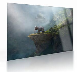Kép - Az elefánt a Taj Mahal tetején (üvegen) (70x50 cm)