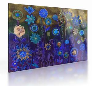 Sötétkék virágok képe (üvegen) (70x50 cm)