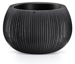Bowl Beton Kaspó Fekete Bordázott Mintával