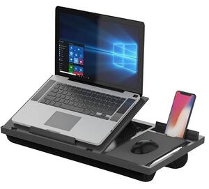 Ergonomikus laptop állvány, 7 fokozatban állítható, egérpad, telefon- és tolltartó, puha térdpárna, all in one
