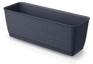Ratolla Case P Rattan Hatású Műanyag Virágláda Antracit 49 cm