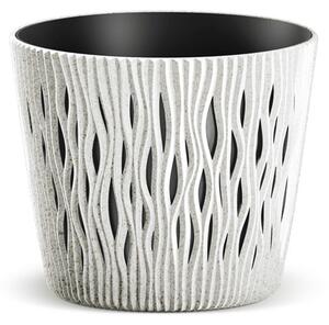 Sandy Round ECO Fa Hatású Virágtartó Fehér 26 cm