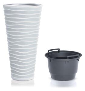 Sand Slim Hullám Mintázatú Fehér Kaspó 30 cm
