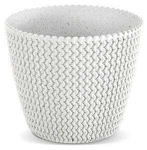 Splofy ECO Wood Kötött Mintás Virágcserép Fehér 13 cm