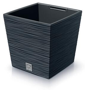 Furu Square Alacsony Műanyag Virágtartó Antracit 24 cm Bordázott