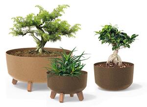 Gracia Low ECO Wood Antracit Kaspó Fa Lábakkal