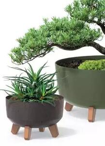 Gracia Low ECO Wood Antracit Kaspó Fa Lábakkal