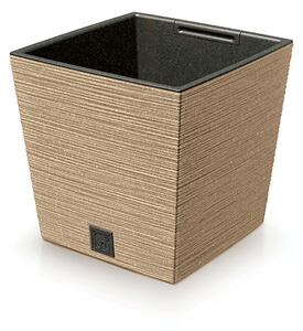 Furu Square Low ECO Fa Hatású Virágtartó - Natúr - 24 cm
