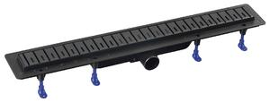 Polysan Polysan, KLAVER BLACK zuhanyfolyó rozsdamentes acél ráccsal, superflow, DN50, 710x122x65 mm, 73721B