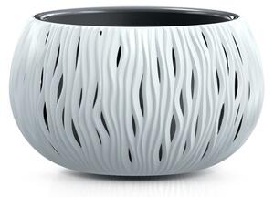 Sandy Bowl Dekoratív Kerámia Virágtartó Fehér 37cm Hullámmintás