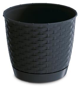 Ratolla Round Műanyag Kaspó Antracit 22 cm Fonott Mintázattal