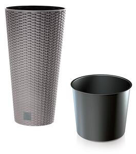 Rato Tubus Rattan Hatású Kültéri Virágcserép Mokka 20 cm
